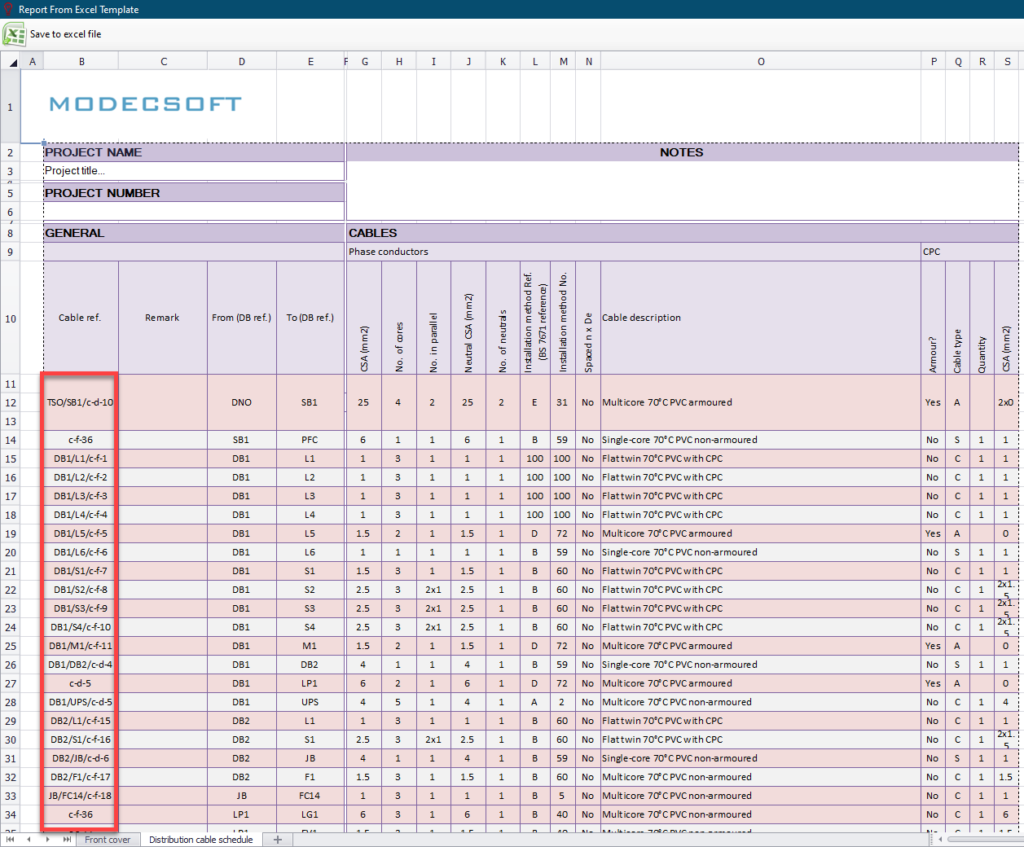 Downloade cable schedule template excel