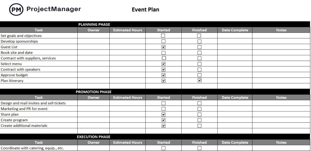 Downloade event management excel template