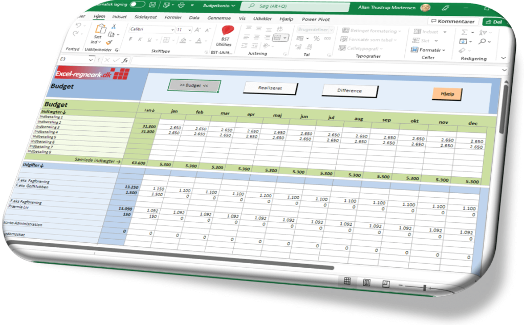 Downloade resultatopgørelse skabelon excel
