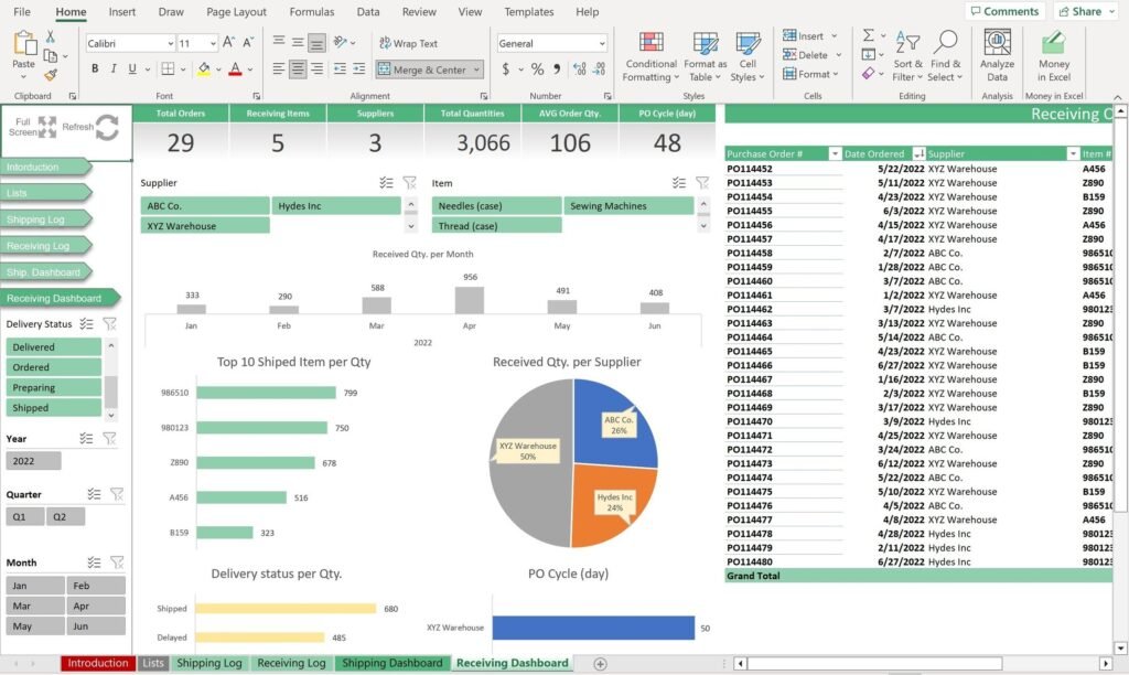 Downloade shipment tracking excel template