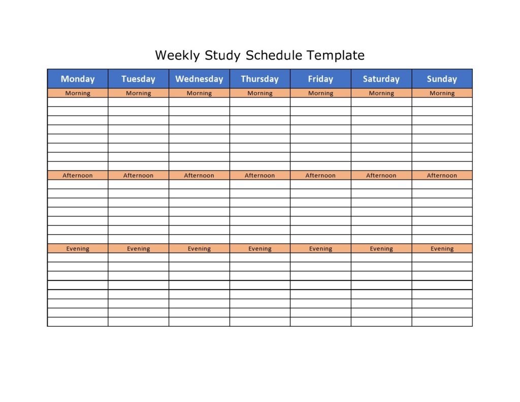 Downloade study plan template excel
