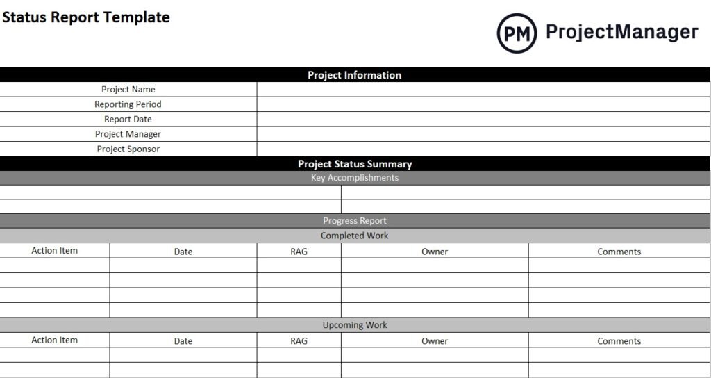 Downloade task status report template excel