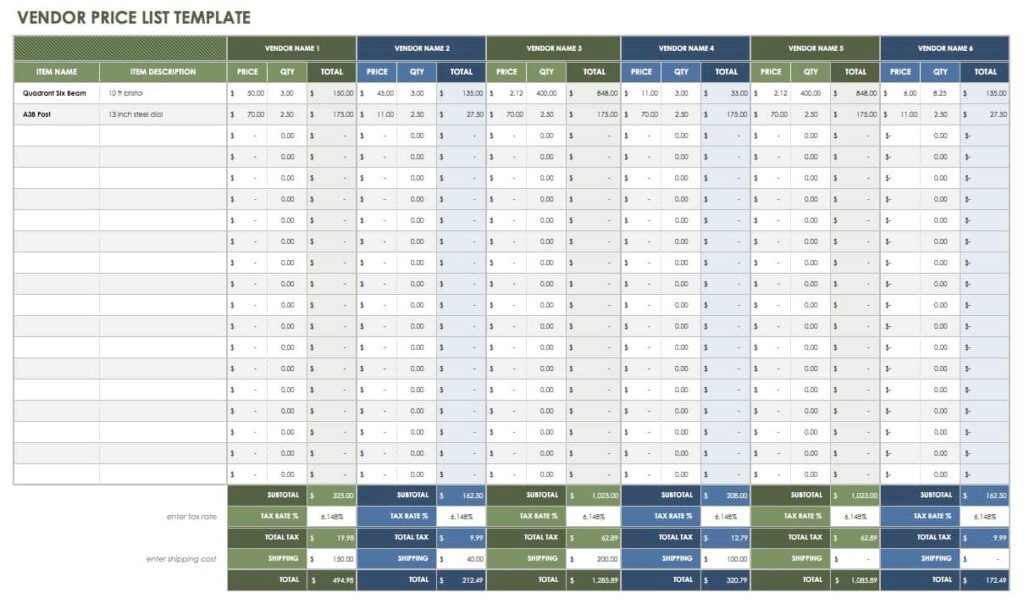 Downloade vendor management excel template